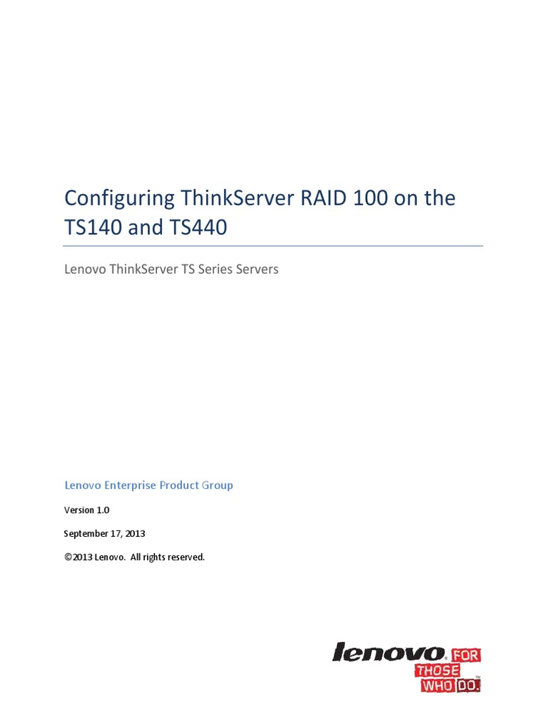 Thinkserver Config Raid 100 ts140 ts440 TR PDF | PDF | Operating System ...