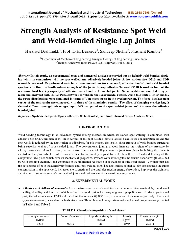 Strength Analysis of Resistance Spot Weld-627 | PDF | Strength Of ...