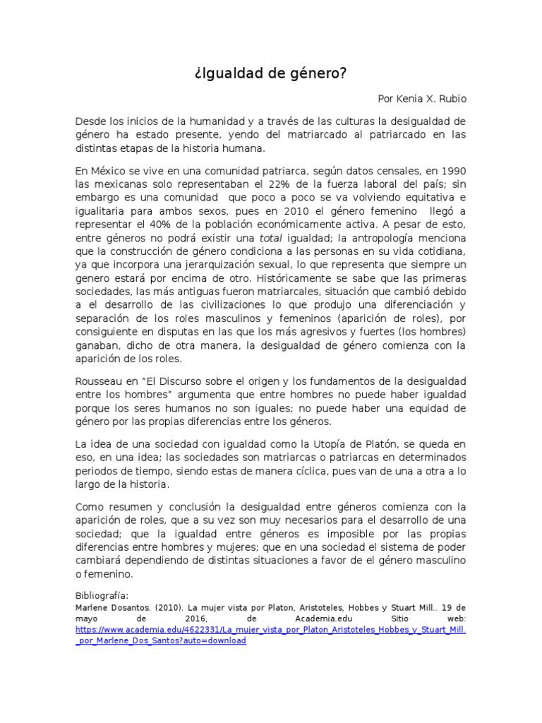 Evolución de la igualdad de género | PDF | Mujer | Desigualdad social