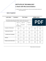 Tokyo Institute of Technology Evaluation Sheet With Recommendation