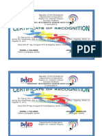 Dagohoy Integrated Senior High School award certificate
