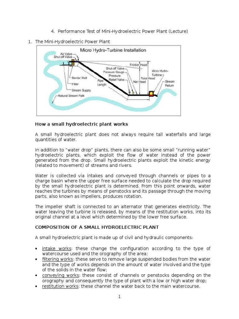4. Performance Test of MiniHydroelectric Power Plant (Lecture) Hydroelectricity Turbine