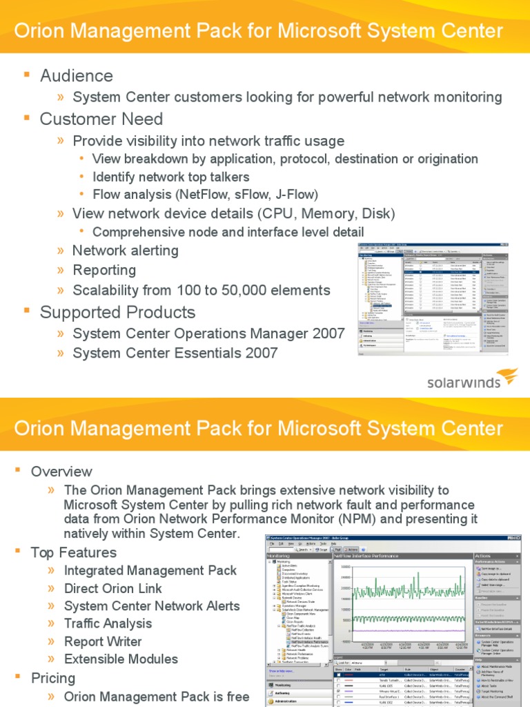 Orion Management Pack For Microsoft System Center: Audience Customer ...