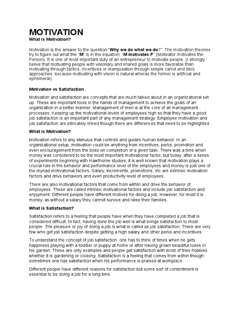 Motivation and Motivational Theory Theories (Industrial Management