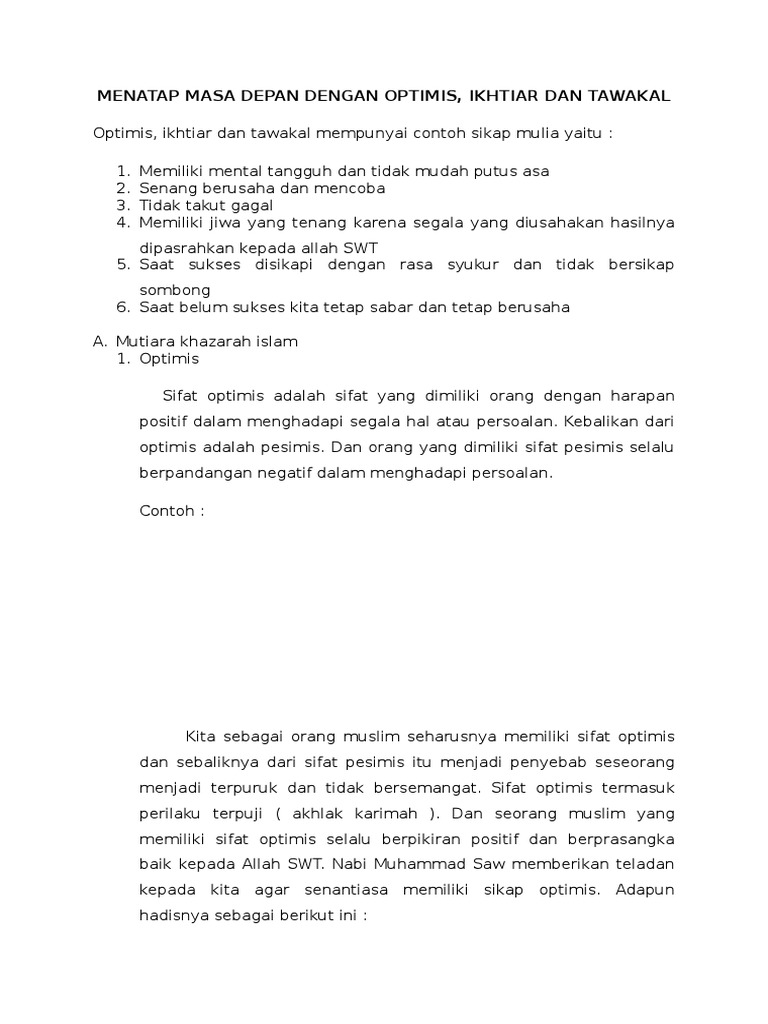 34+ 3 contoh sikap optimis information