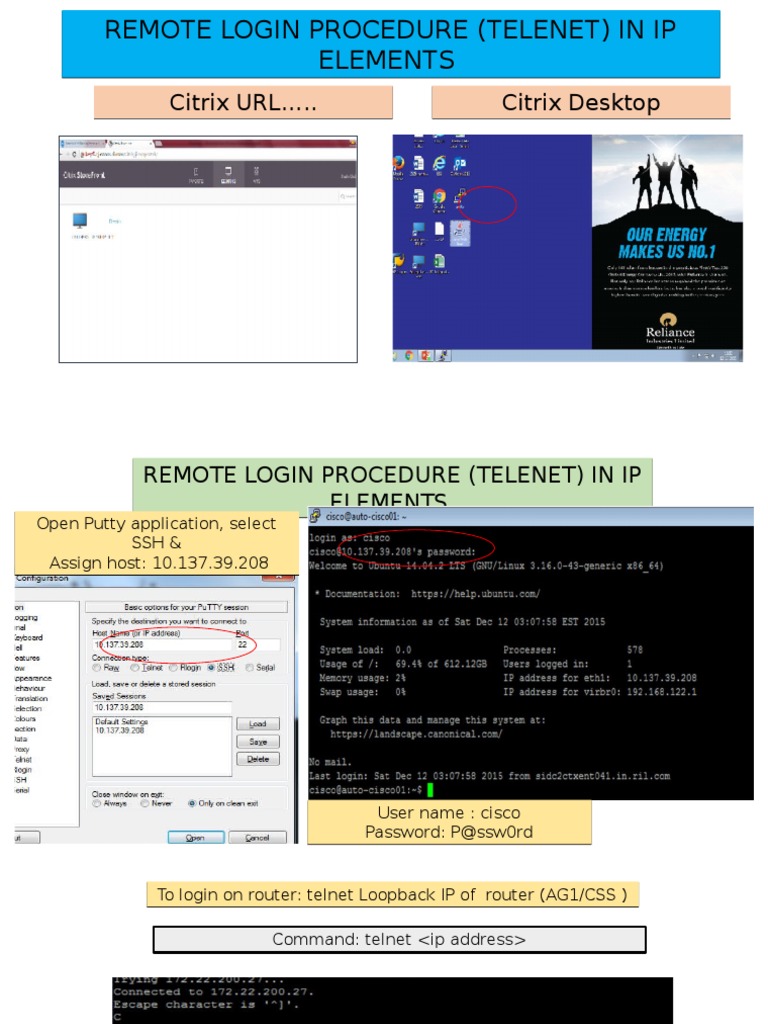 Telenet Remote Login Procedure Guide | PDF | Computers