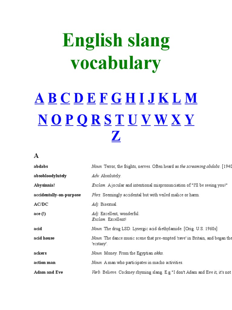 English slang vocabulary.doc | Languages - 