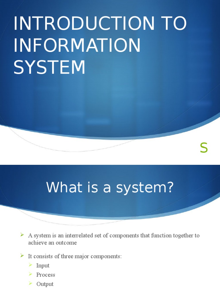 Introduction To Information System | PDF | Information System | System