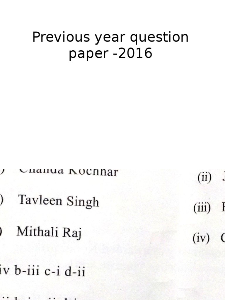 2016 Previous Year Question Paper | PDF