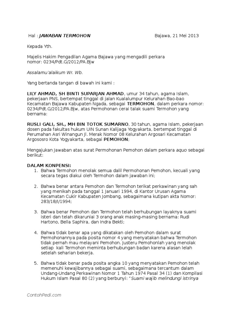 Created For Just One Purpose Contoh Surat Gugatan Cerai