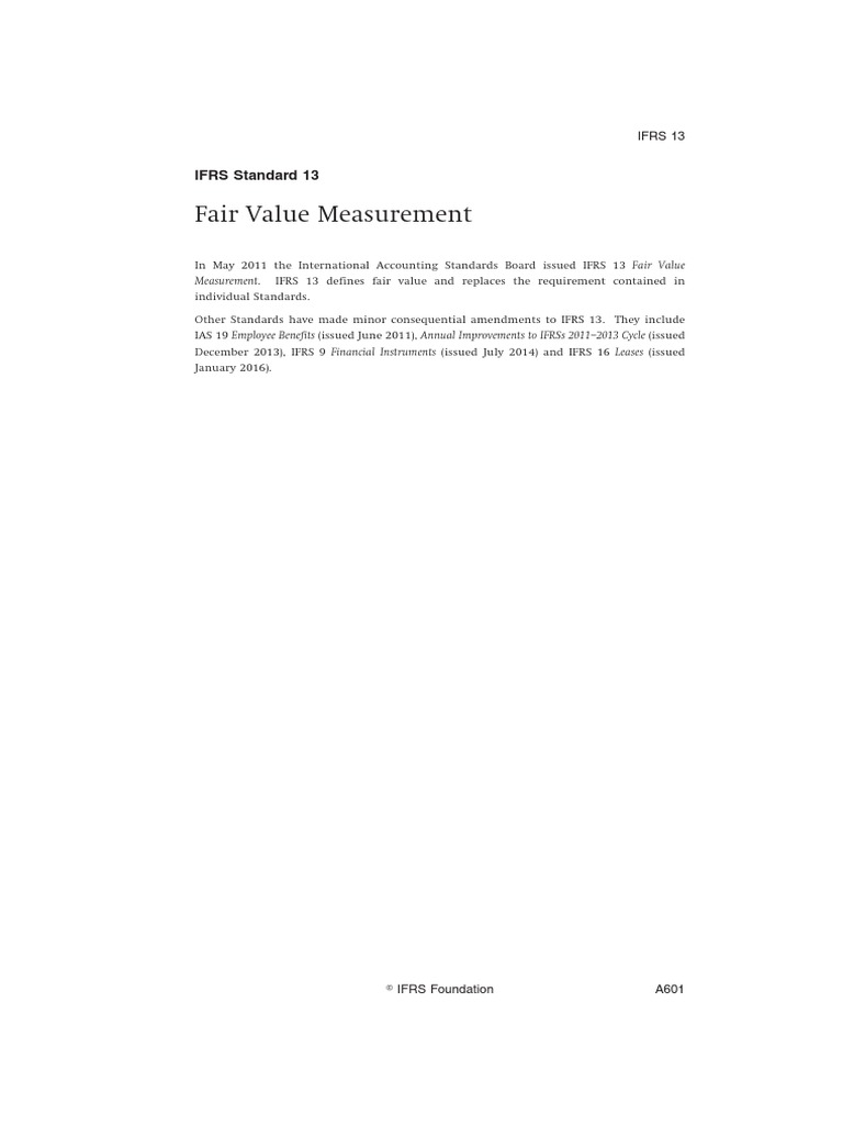 Fair Value Measurement: IFRS Standard 13 | PDF | Fair Value ...