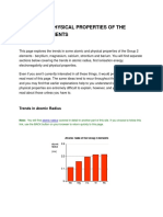 Atomic and Physical Properties of The Group 2 Elements