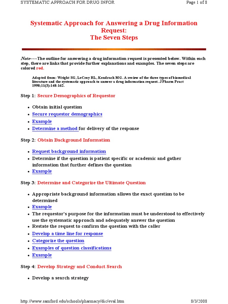 7Steps For DI Systematic Approach PDF Pharmacy Pharmaceutical Drug