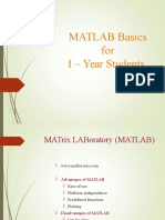MATLAB Basics For I - Year Students