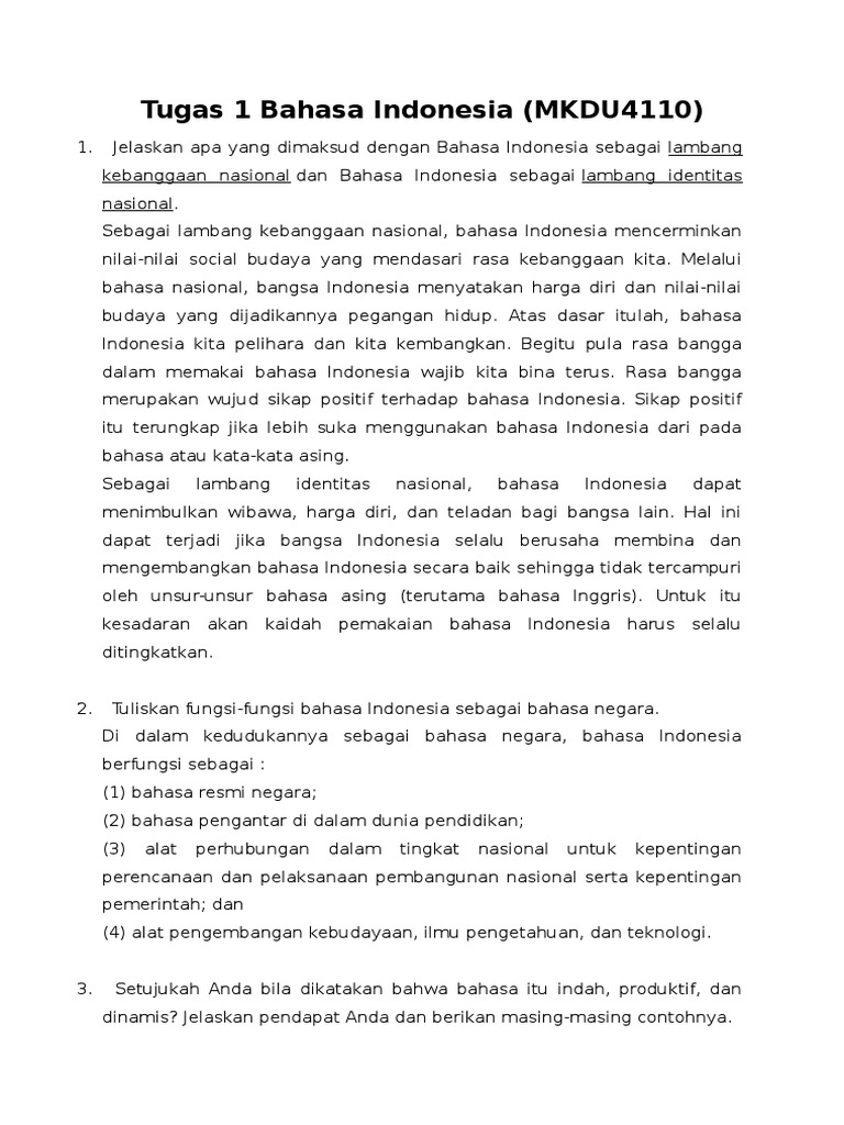 Tugas 1 Bahasa Indonesia