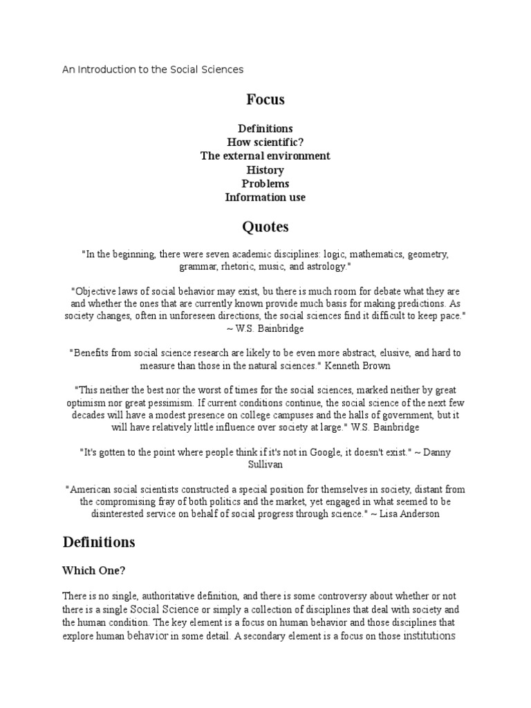 Overview of Social Sciences Disciplines | PDF | Social Science ...