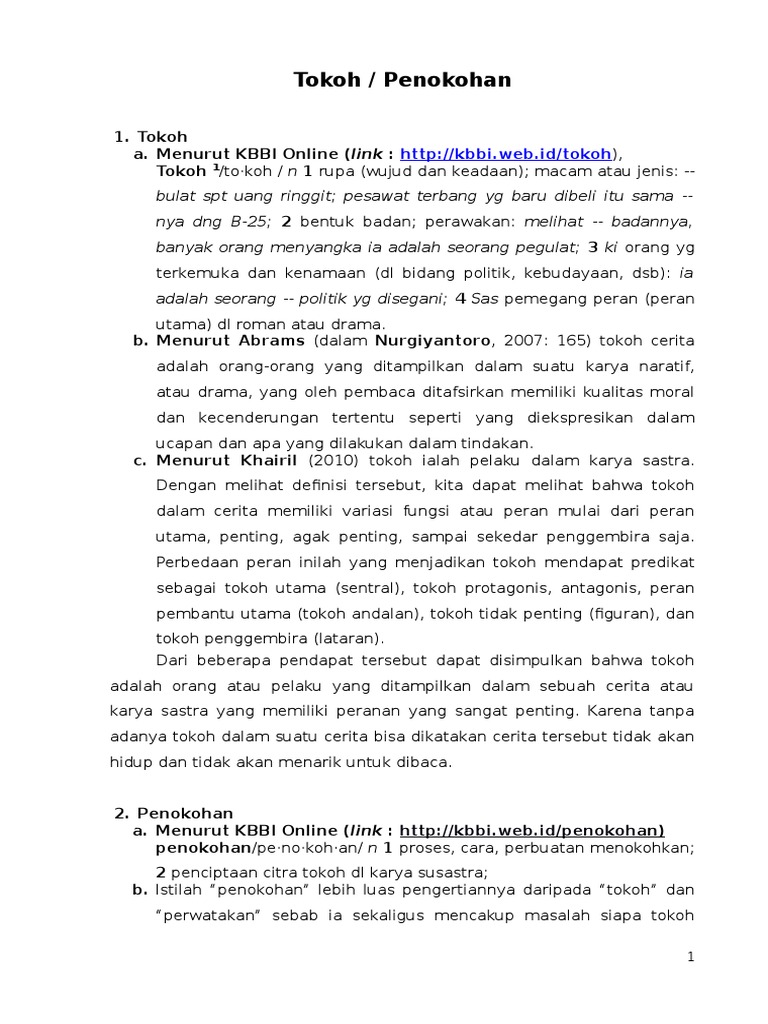 Analisis Tokoh Cerpen Anak Kebanggaan XII IPA 1