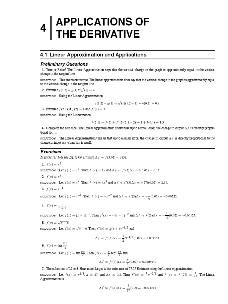 Linear Approximation Applications | PDF | Maxima And Minima ...