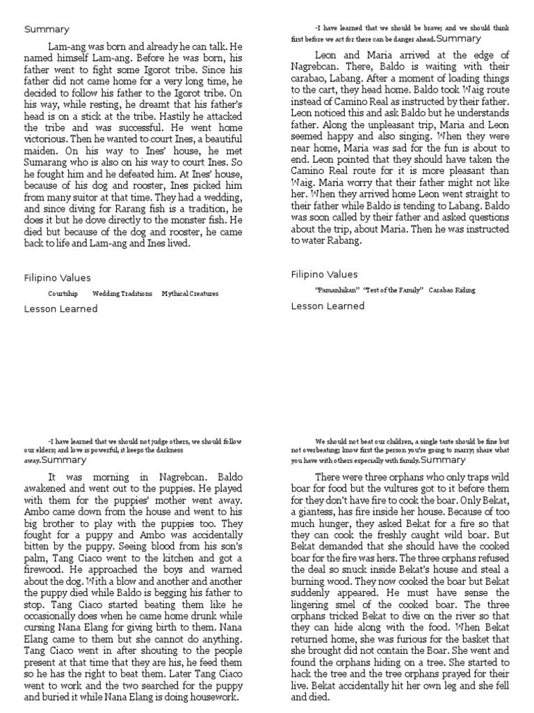 Philippine Literature Story Summary Religion And Belief