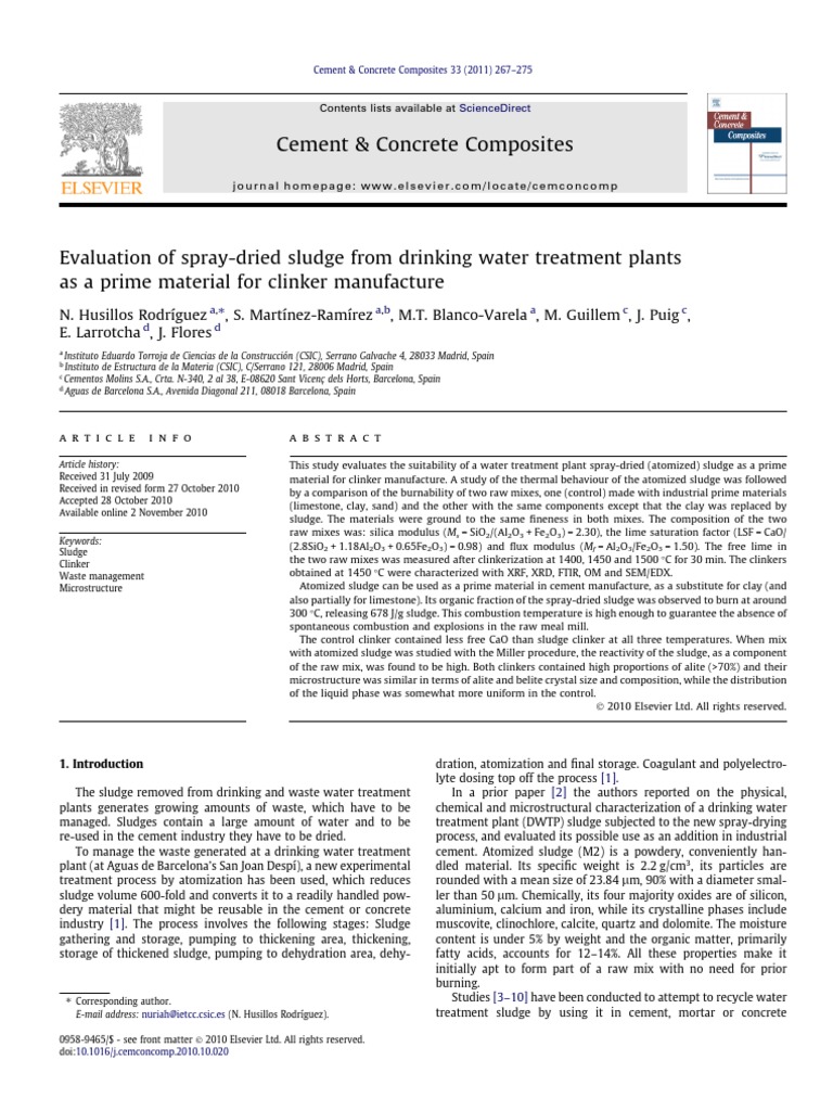Evaluation of Spray-Dried Sludge From Drinking Water Treatment Plants ...