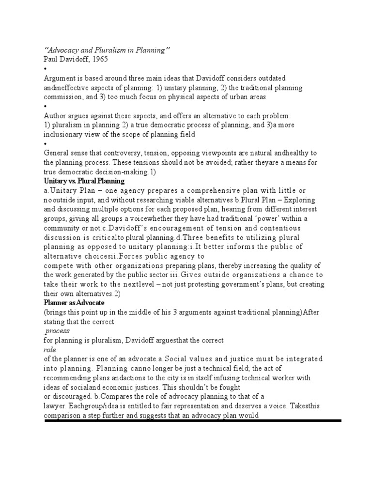 Advocacy and Pluralism in Planning | PDF | Urban Planning | Public Sphere