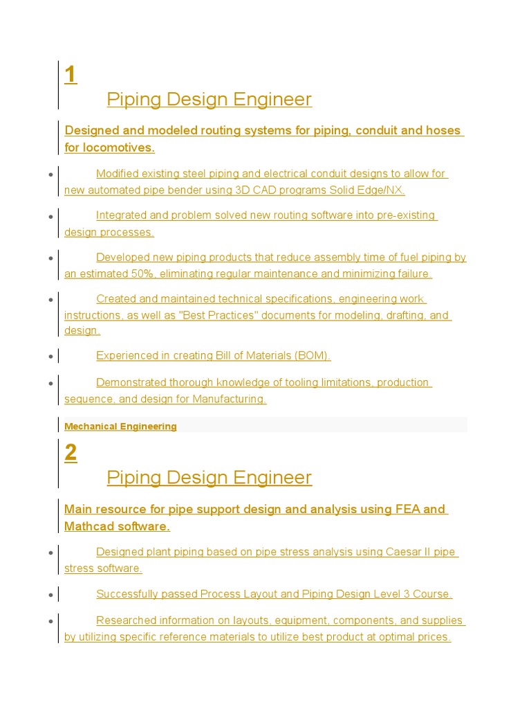Piping Design Engineer Responsibilities | PDF | Pipe (Fluid Conveyance ...