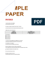 Sample Paper: Physics