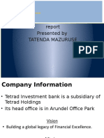 Tetrad Investment Bank Middle Office Report