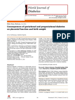 Consequences of Gestational and Pregestational Diabetes On Placental Function and Birth Weight