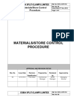 ESCL SOP 014, Materials Store Control Procedure