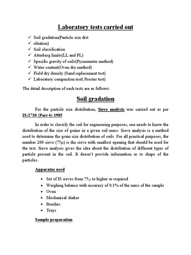 Laboratory Tests Carried Out | PDF | Horticulture And Gardening | Nature