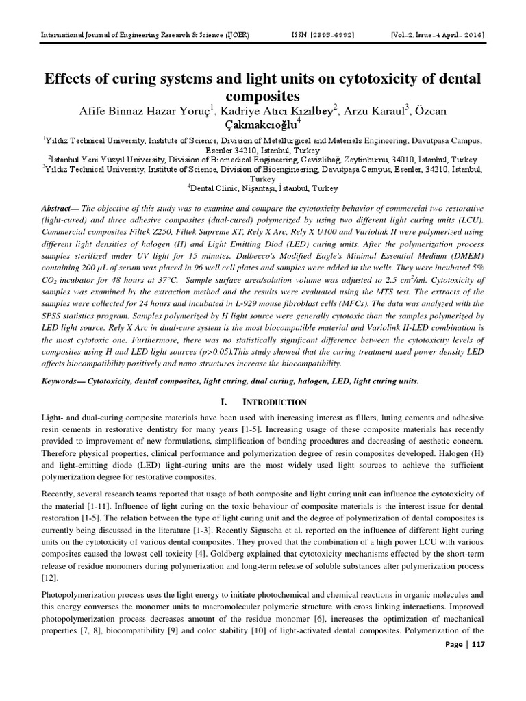 Engineering Journal Effects of Curing Systems and Light Units On ...