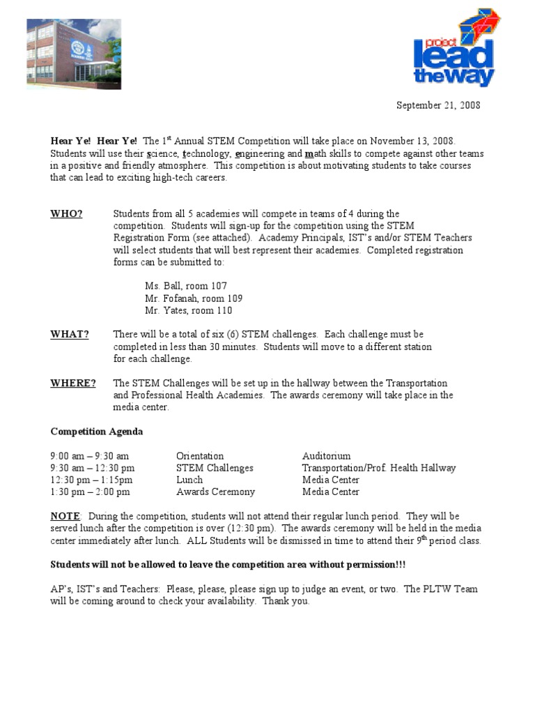 STEM Competition - Team Registration Forms 08 | PDF