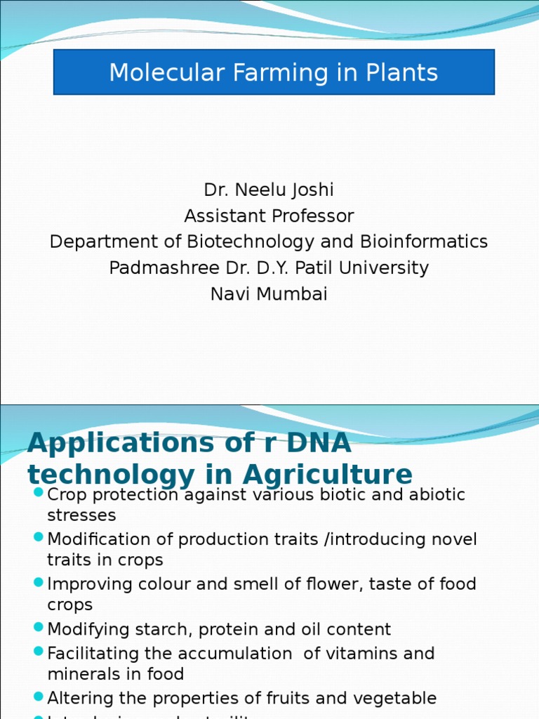 Molecular Farming in Plants | PDF | Plants | Fructose