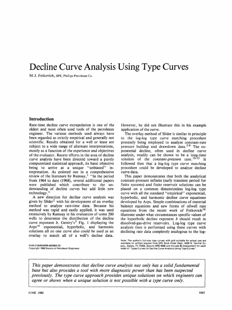 Decline Curve Analysis Using Type Curves | PDF