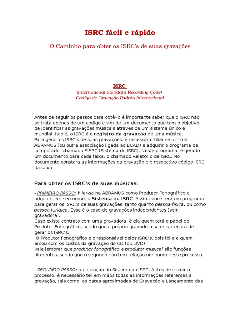 Como Obter Códigos ISRC Rápido | PDF | Programa de computador | Programação