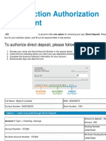 Pay Selection Authorization Agreement: To Authorize Direct Deposit, Please Follow These Instructions