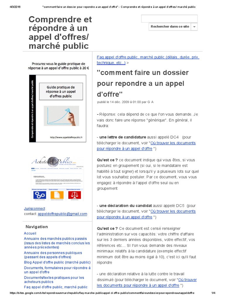 Comment Faire Un Dossier Pour Repondre A Un Appel D'offre - Comprendre ...