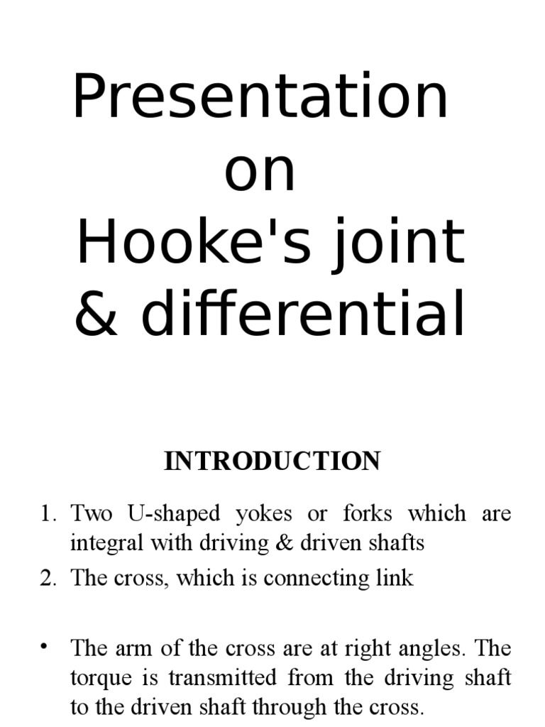 Presentation On Hooke's Joint & Differential PDF Transmission