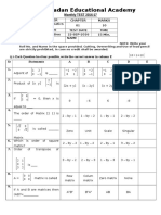 Muhammadan Educational Academy: Monthly TEST 2016-17