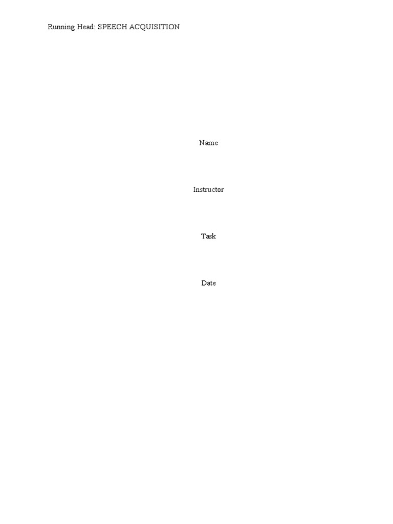 Speech Acquisition | PDF | Speech | Language Acquisition