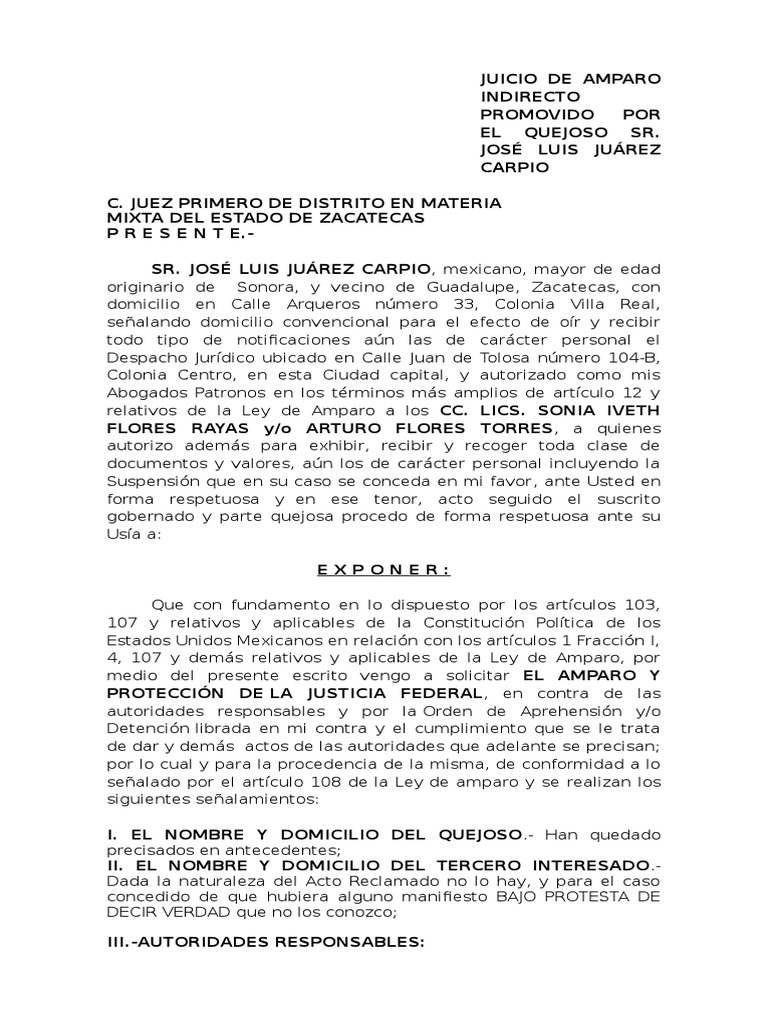 Amparo Indirecto por Orden de Aprehensión | PDF | Violación | Constitución