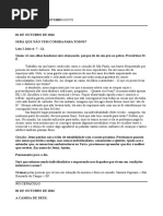 No Cenáculo de Outubro 1 a 12 de Outubro