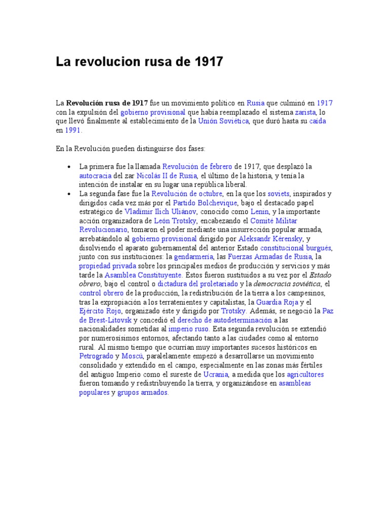 La Revolucion Rusa de 1917 | PDF | Vladimir Lenin | revolución rusa