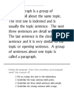 a paragraph is a group of sentences all about the same topic