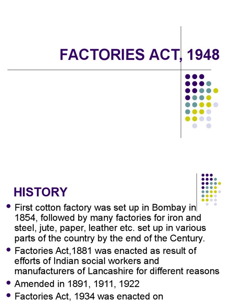 Factories Act 1948 PDF Overtime Occupational Safety And Health