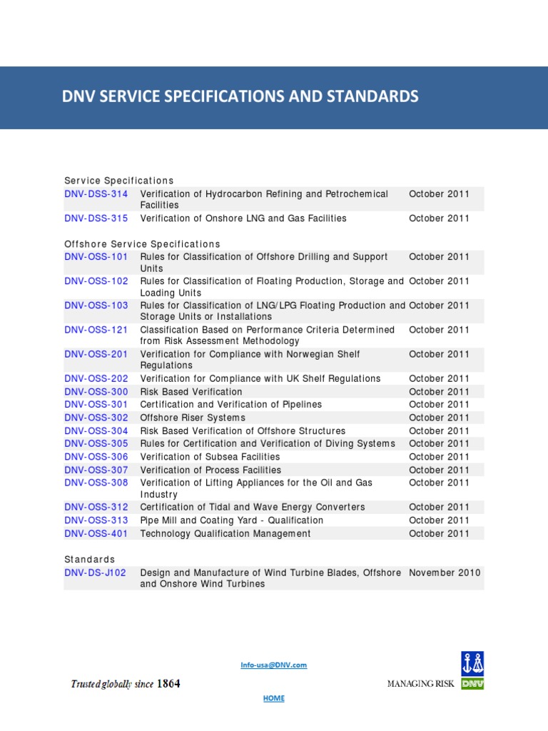 DNV Service Specifications and Standards_tcm153573423 Offshore