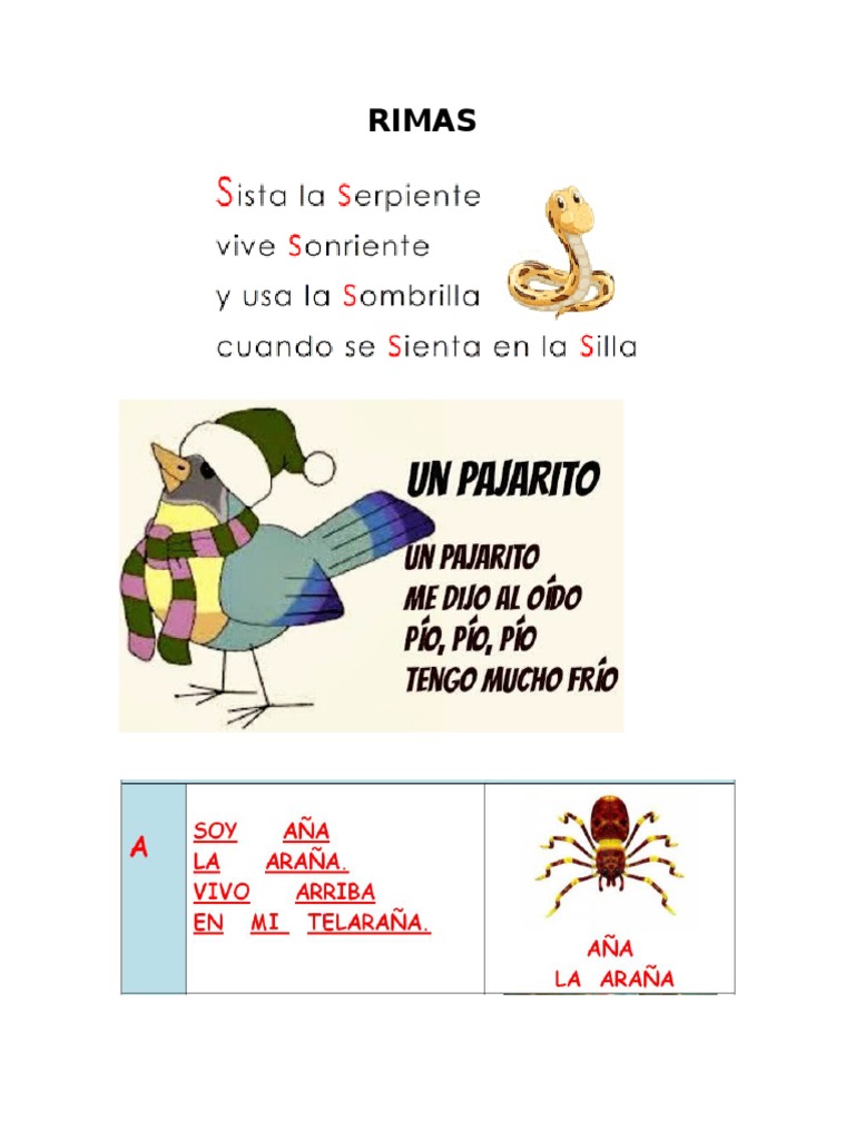 Rimas Infantiles y Tradicionales | PDF | Memoria