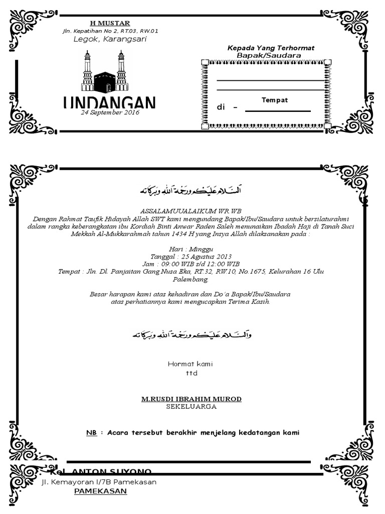88 Contoh Undangan Haji Gratis Terbaru