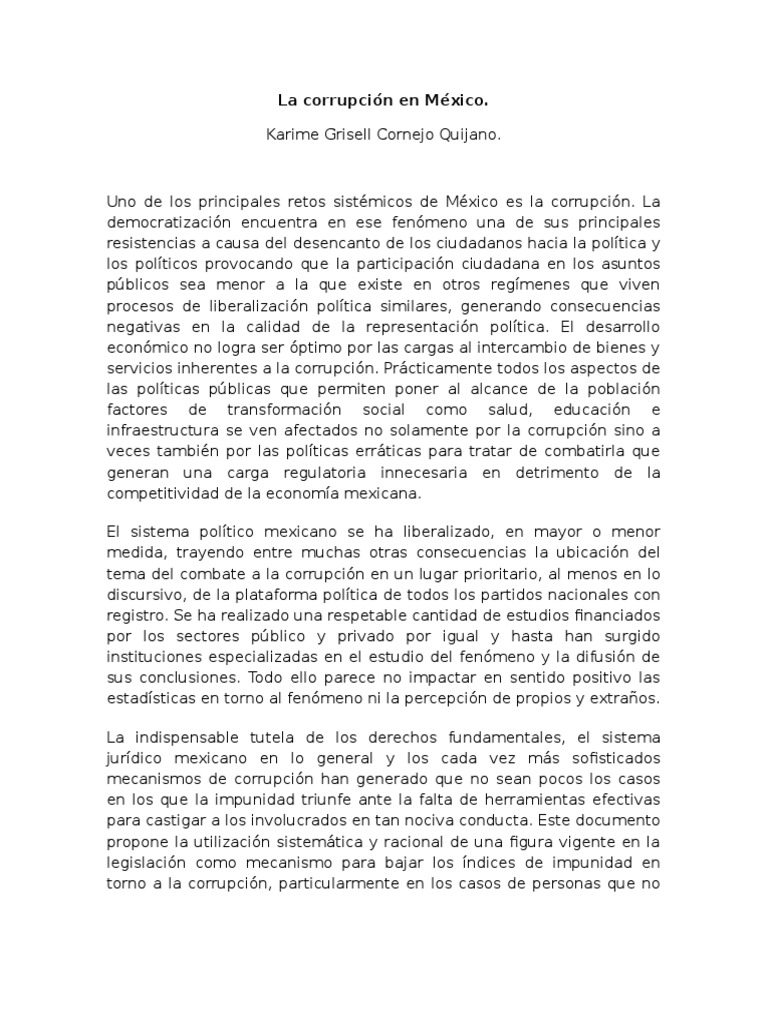 Corrupción en México: Desafíos y Consecuencias | PDF | Corrupción ...